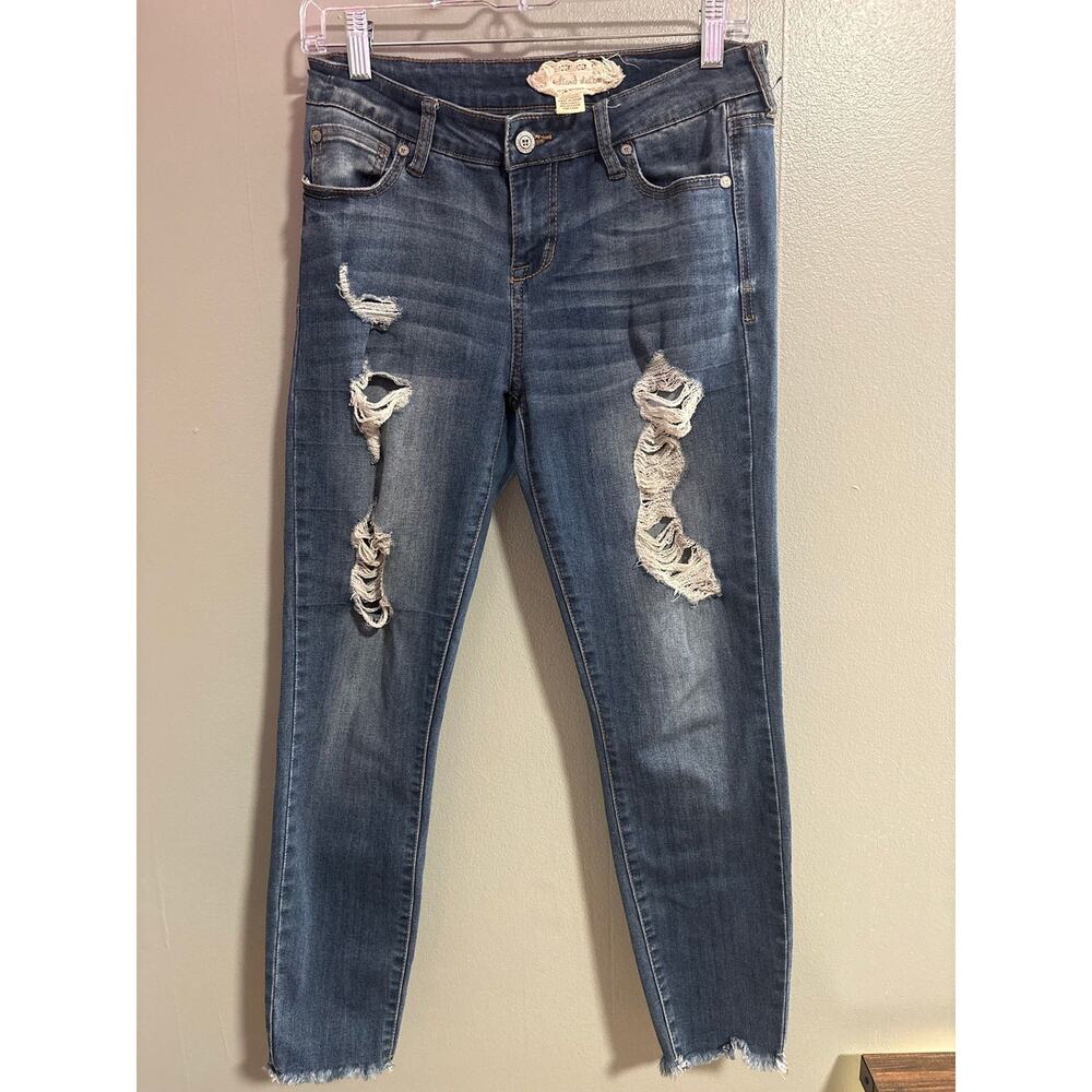 Altar’d State Distressed Skinny Jeans Raw Hem Stretch Denim Size 28